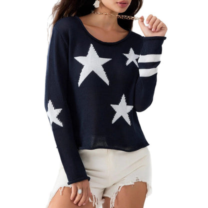 Pull femme avec motif étoilé en tricot de haute qualité Chic und Stil