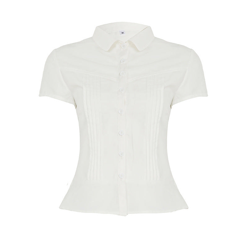 Chemisier Femme à Manches Courtes avec Bouton Chic und Stil