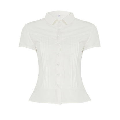 Chemisier Femme à Manches Courtes avec Bouton Chic und Stil