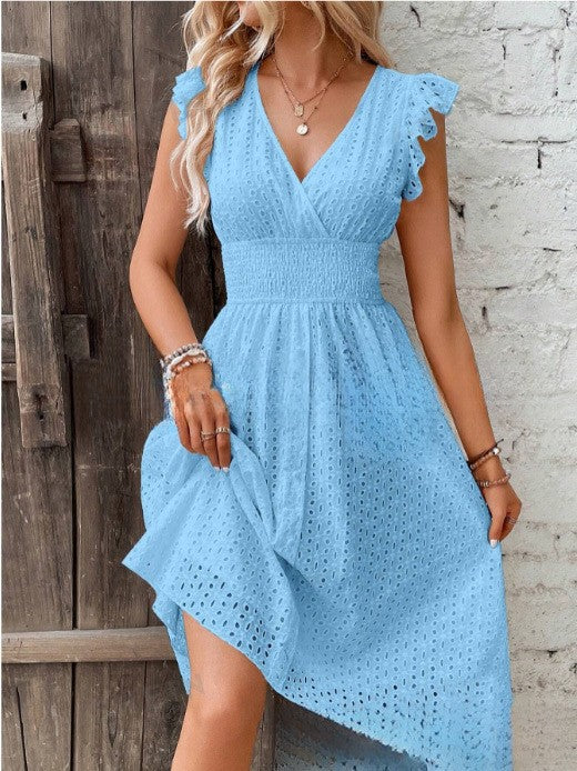 Women's Summer Ruffle Dress with Waffle Texture Chic und Stil
