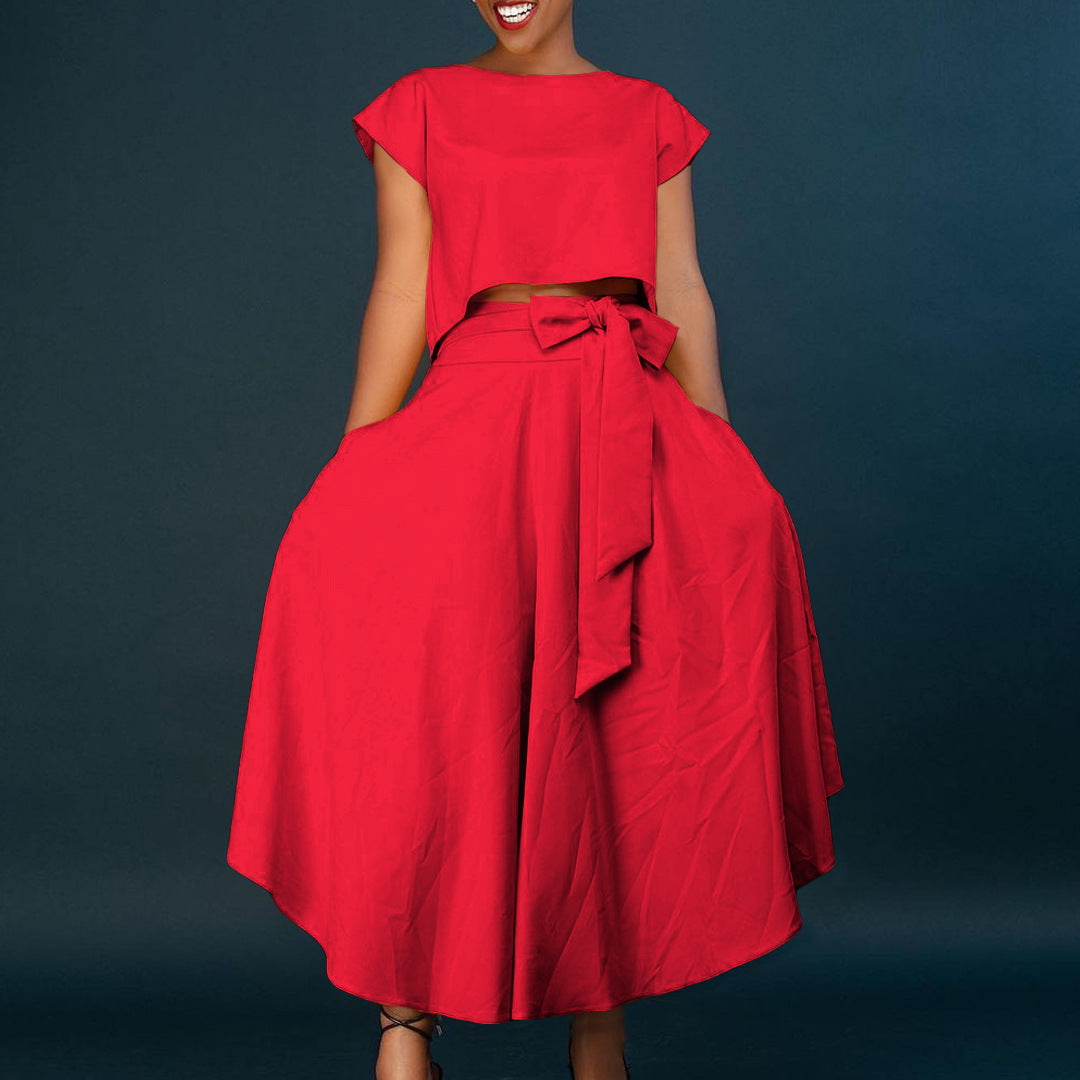 Robe maxi asymétrique pour femmes avec ceinture enroulée Chic und Stil