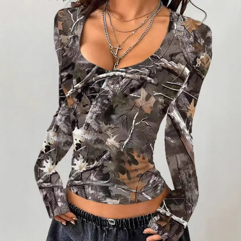 Chemise camouflée à manches longues pour femmes Chic und Stil