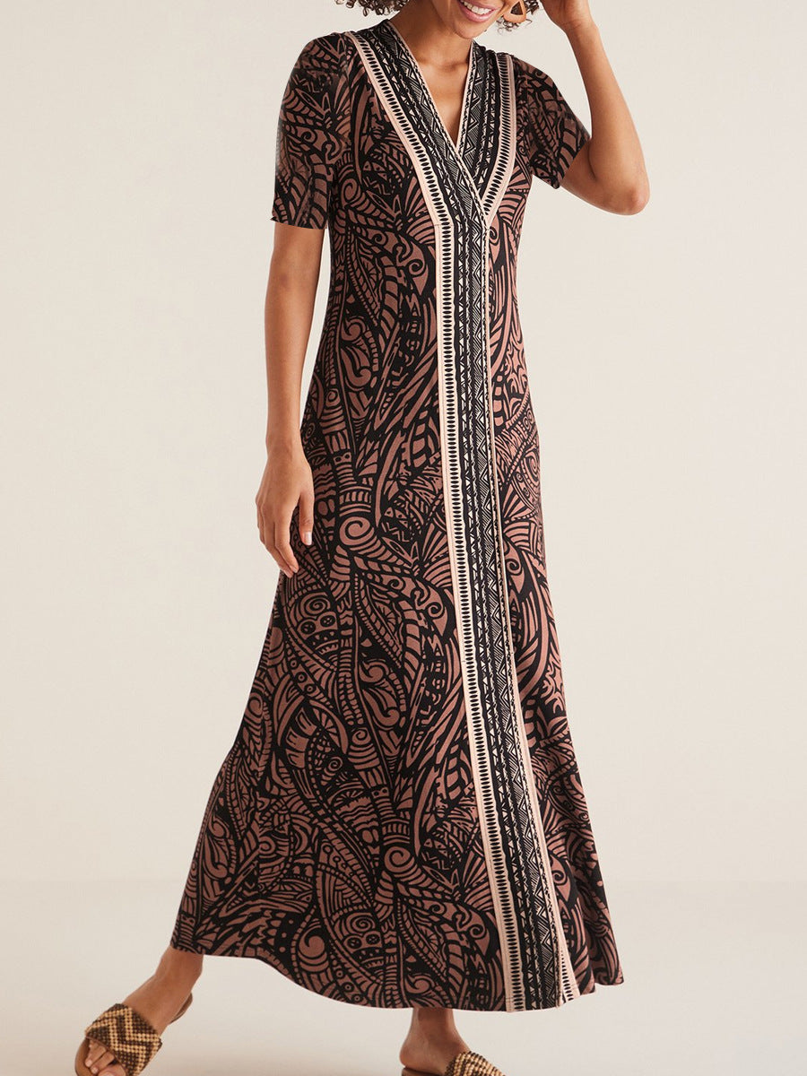 Robe maxi pour femmes avec un élégant design floral et une fermeture éclair pratique Chic und Stil
