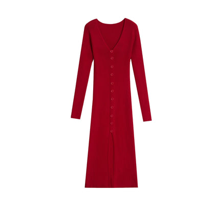 Robe en tricot pour femmes avec une texture ribbed finement structurée et des détails de boutons élégants Chic und Stil