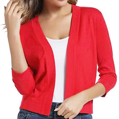 Dames cardigan décontracté avec devant ouvert et manches 3/4 Chic und Stil