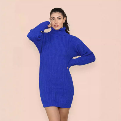 Robe en tricot pour femmes au style surdimensionné avec col montant et design de ribbing décoratif Chic und Stil
