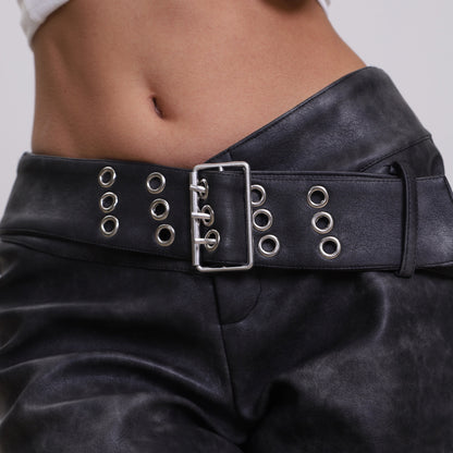 Modern high-waisted faux leather pants for women with adjustable belt Chic and Style