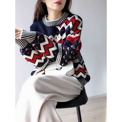 Pull en tricot à motif géométrique Chic und Stil pour femmes