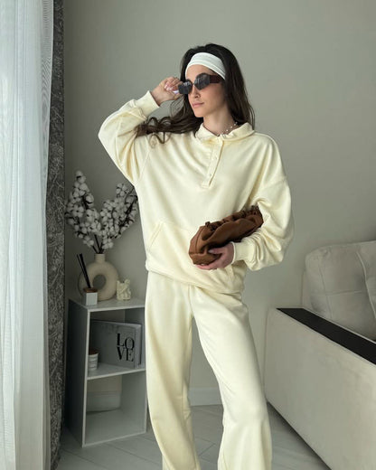 Dames Ensemble de sweat à capuche douillet avec pantalons élastiques et poches pratiques Mode Heidi