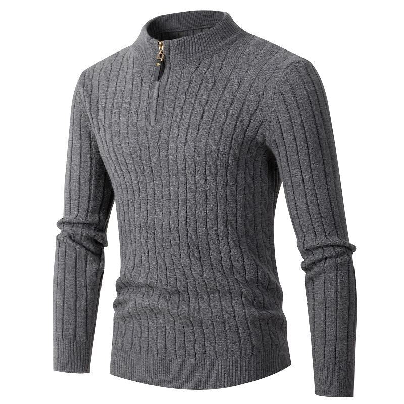 Homme Pull en tricot de haute qualité avec col montant et fermeture éclair Chic und Stil