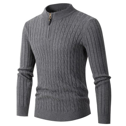 Homme Pull en tricot de haute qualité avec col montant et fermeture éclair Chic und Stil