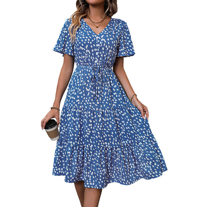 Robe à col en V superposée pour femmes avec ceinture taille Chic und Stil