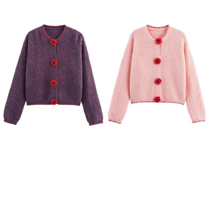 Damen cardigan avec appliqués floraux Chic und Stil