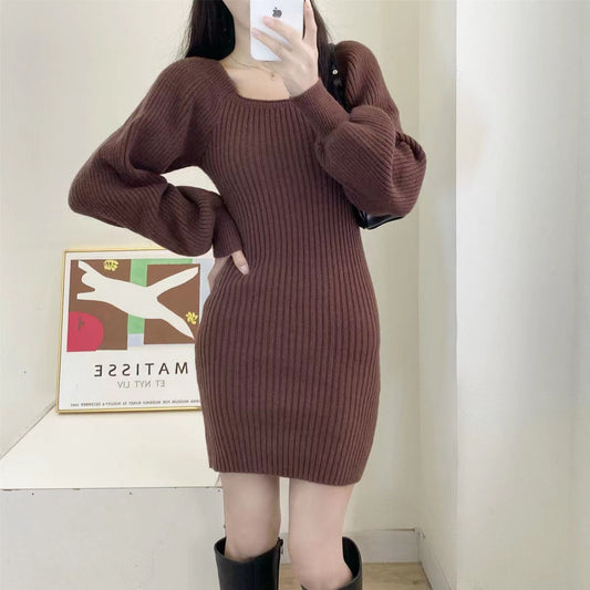 Robe en tricot pour femmes avec motif structuré et manches volumineuses Chic und Stil