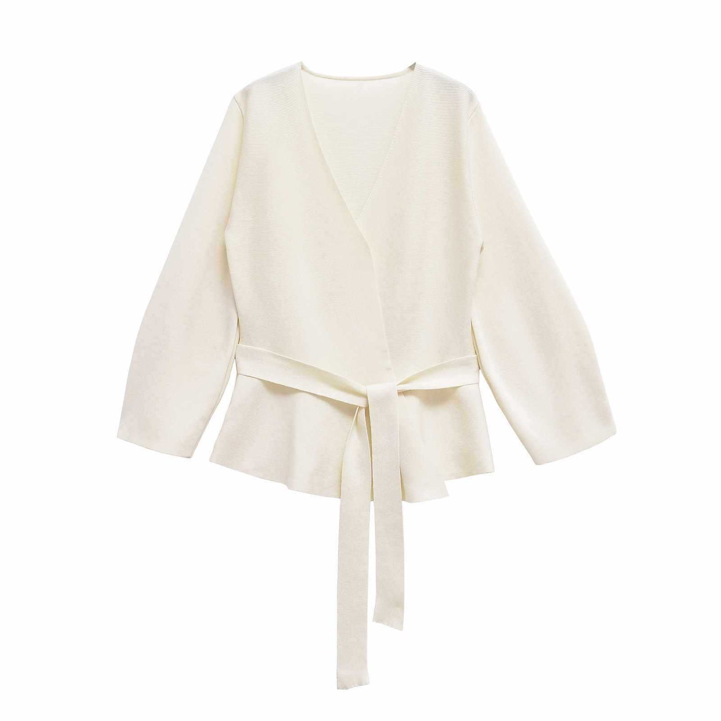 Damen Wickeljacke mit Bindeverschluss und voluminösen Ärmeln Chic und Stil