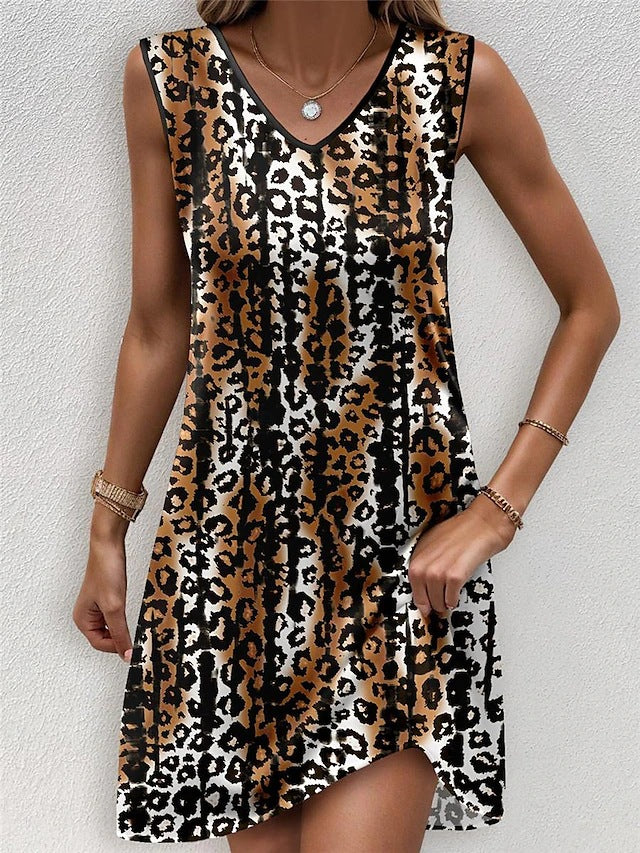 Robe d'été pour femmes avec un élégant imprimé léopard et une coupe flatteuse Chic und Stil