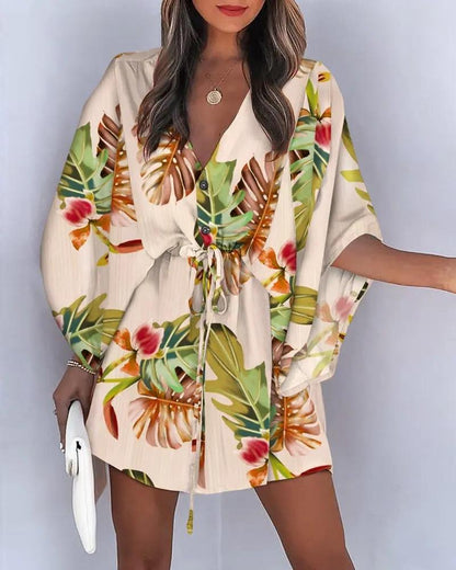 Robe chemise femme avec design floral et décolleté en V Chic und Stil