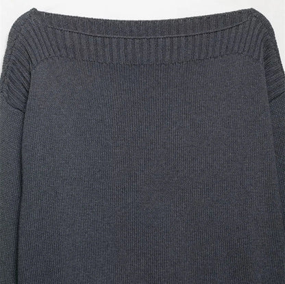 Pull en tricot surdimensionné pour femmes avec encolure dégagée et coupe décontractée Chic und Stil