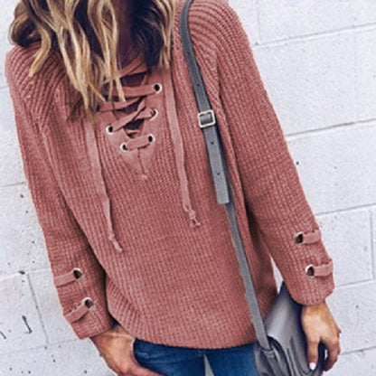 Pull en tricot pour femmes avec un design de lacets décoratif et une coupe confortable Chic und Stil