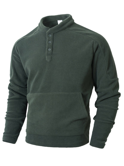 Men's fleece pullover with trendy high collar and practical button details Chic and Style