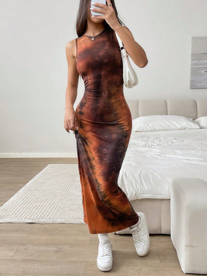 Robe maxi femme avec motif batik raffiné et coupe ajustée Chic und Stil