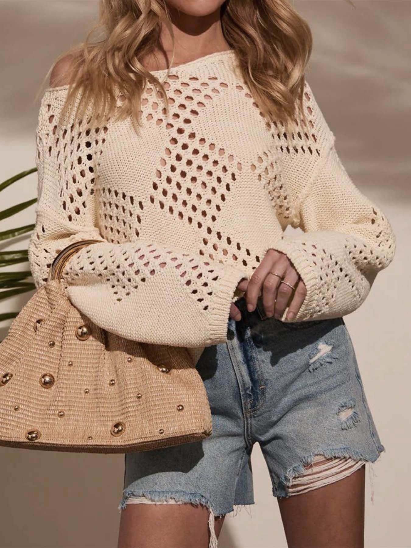 Pull-over en tricot ouvert pour femmes avec une structure de mailles aérée Chic und Stil