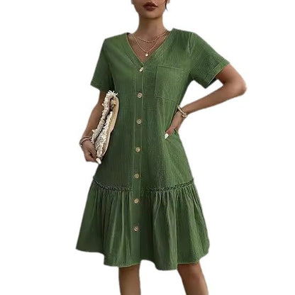 Robe décontractée pour femmes avec fermeture à boutons et volants Chic und Stil