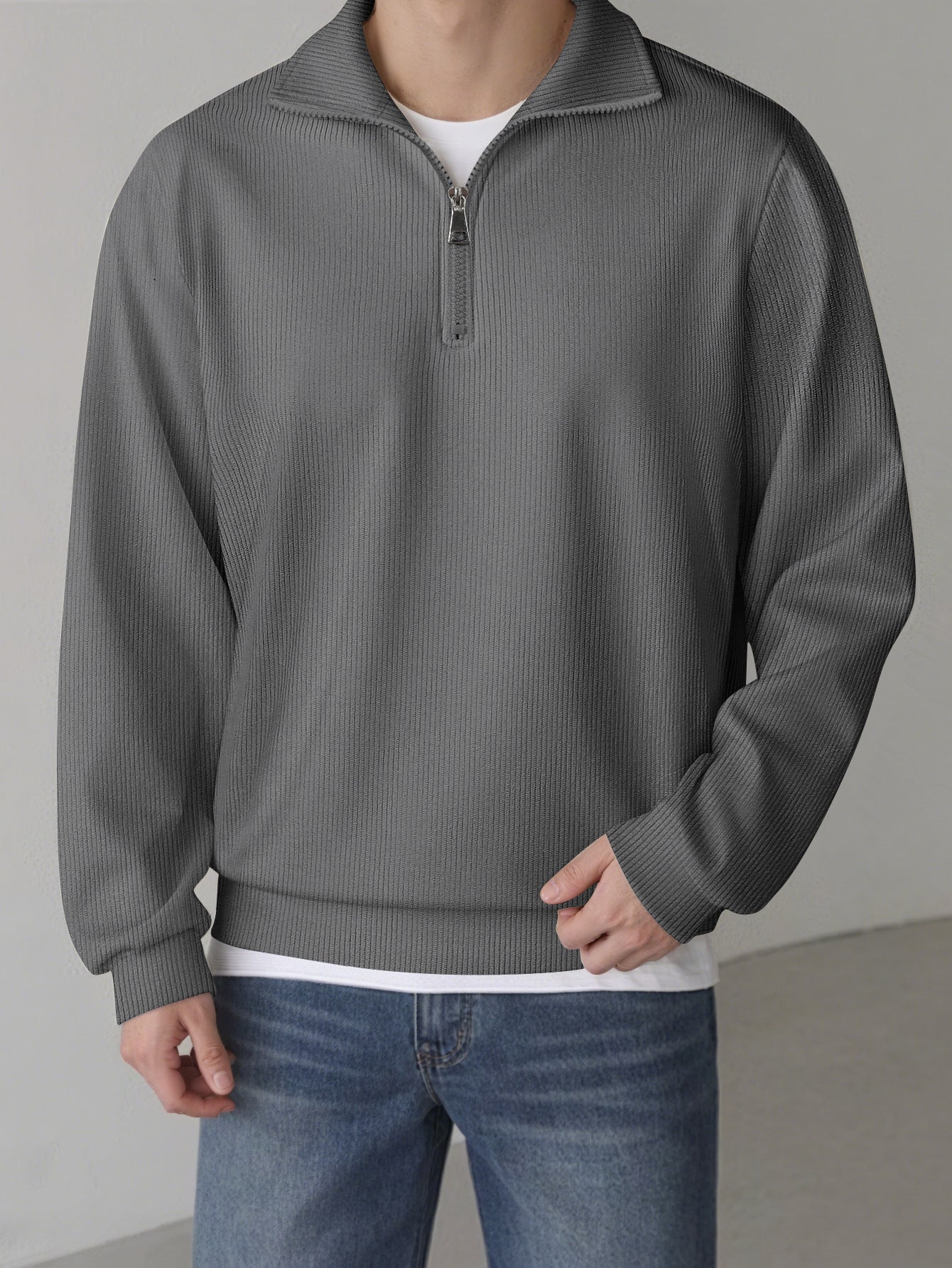 Casual pullover for men with half zipper Chic and Style