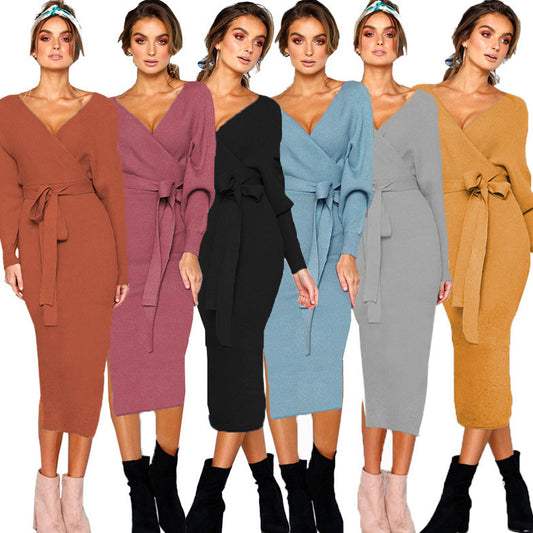 Robes enveloppantes élégantes pour femmes avec décolleté en V profond et ceinture de taille Chic und Stil