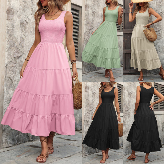 Robe maxi femme avec des détails en volants et un haut élastique Chic und Stil