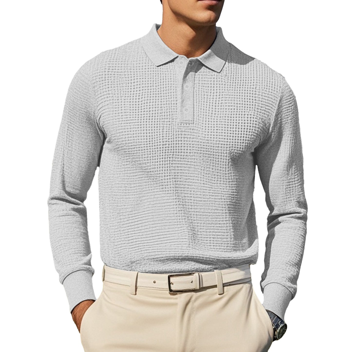 Chemise polo pour hommes à manches longues et col classique Chic und Stil