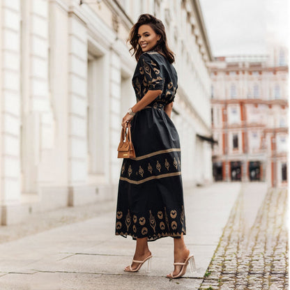 Femme Élégante Robe Chemise Imprimée Chic und Stil