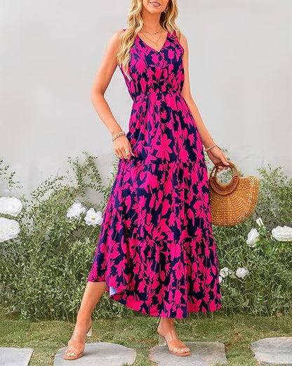 Robe maxi femme avec des appliques florales et des bretelles étroites Chic und Stil