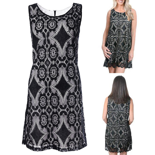 Robe en dentelle pour femmes avec motifs floraux et décolleté en forme de clé Chic und Stil