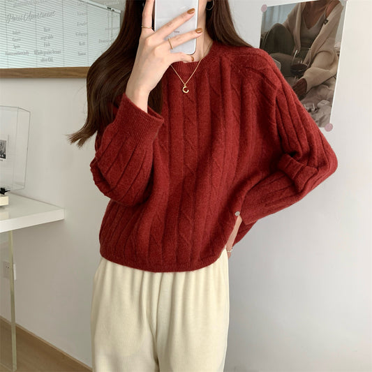 Pull en tricot décontracté pour femmes avec motif gaufré et coupe ample Chic und Stil