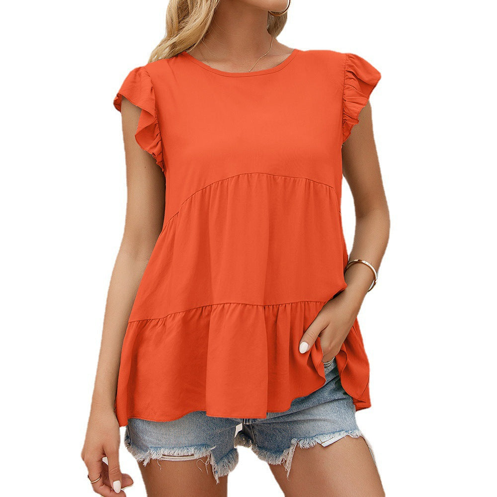 Fluid t-shirt for women with ruffle details and flared hem Chic and Style