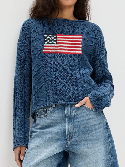 Pull en tricot pour femmes avec design drapeau américain Chic und Stil