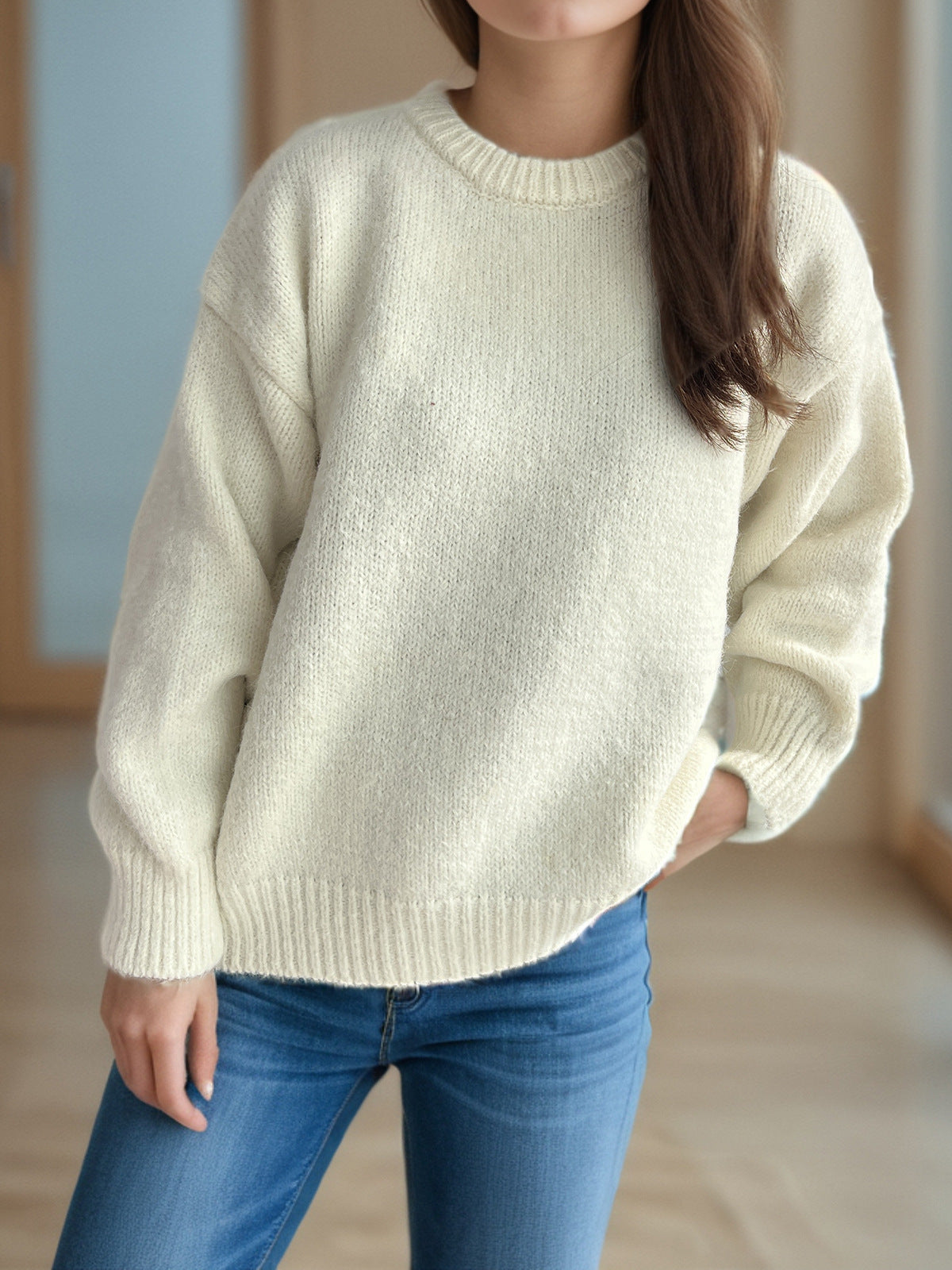 Pull over-sized décontracté pour femmes avec motif de maille texturé Chic und Stil