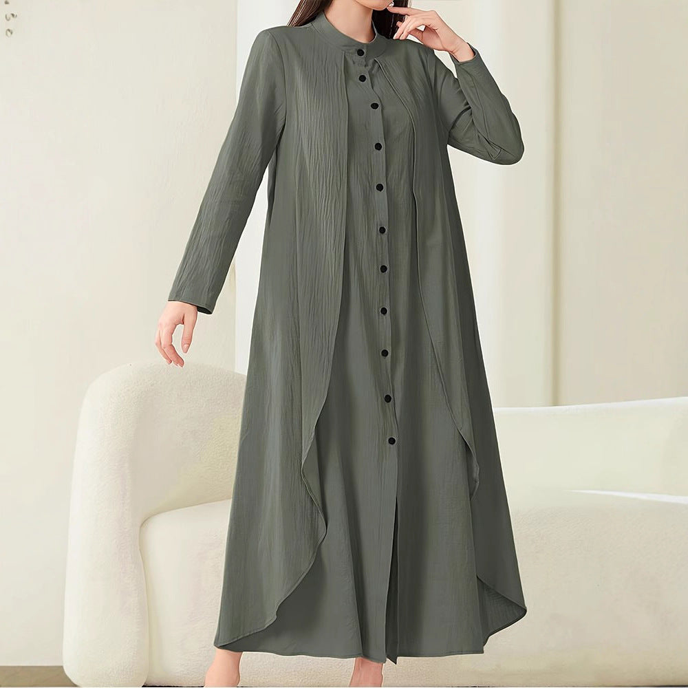 Robe midi pour femmes avec coupe fluide et patte de boutonnage Chic und Stil