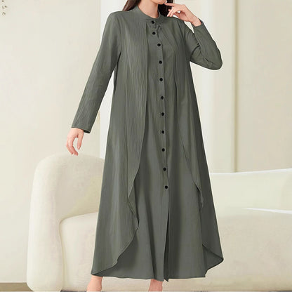 Robe midi pour femmes avec coupe fluide et patte de boutonnage Chic und Stil