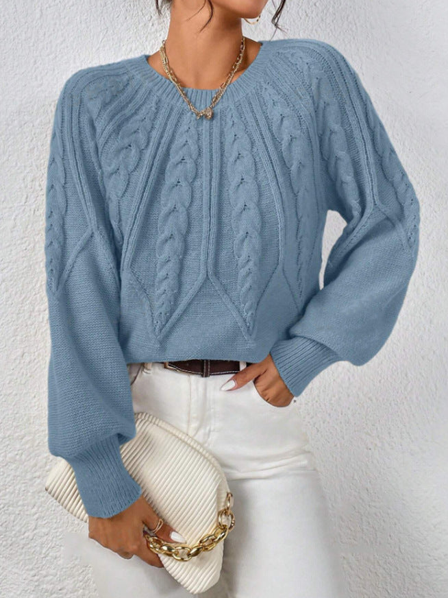 Pull en tricot pour femmes avec motif en torsades et manches larges Chic und Stil