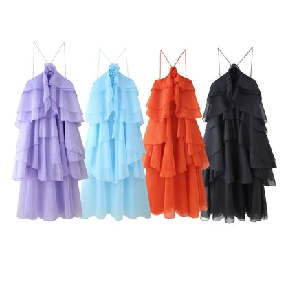 Robe maxi femme avec des volants volumineux et des accents floraux Chic und Stil