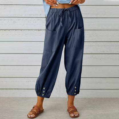 Casual pants for women with practical pockets and elastic edges Chic and Style
