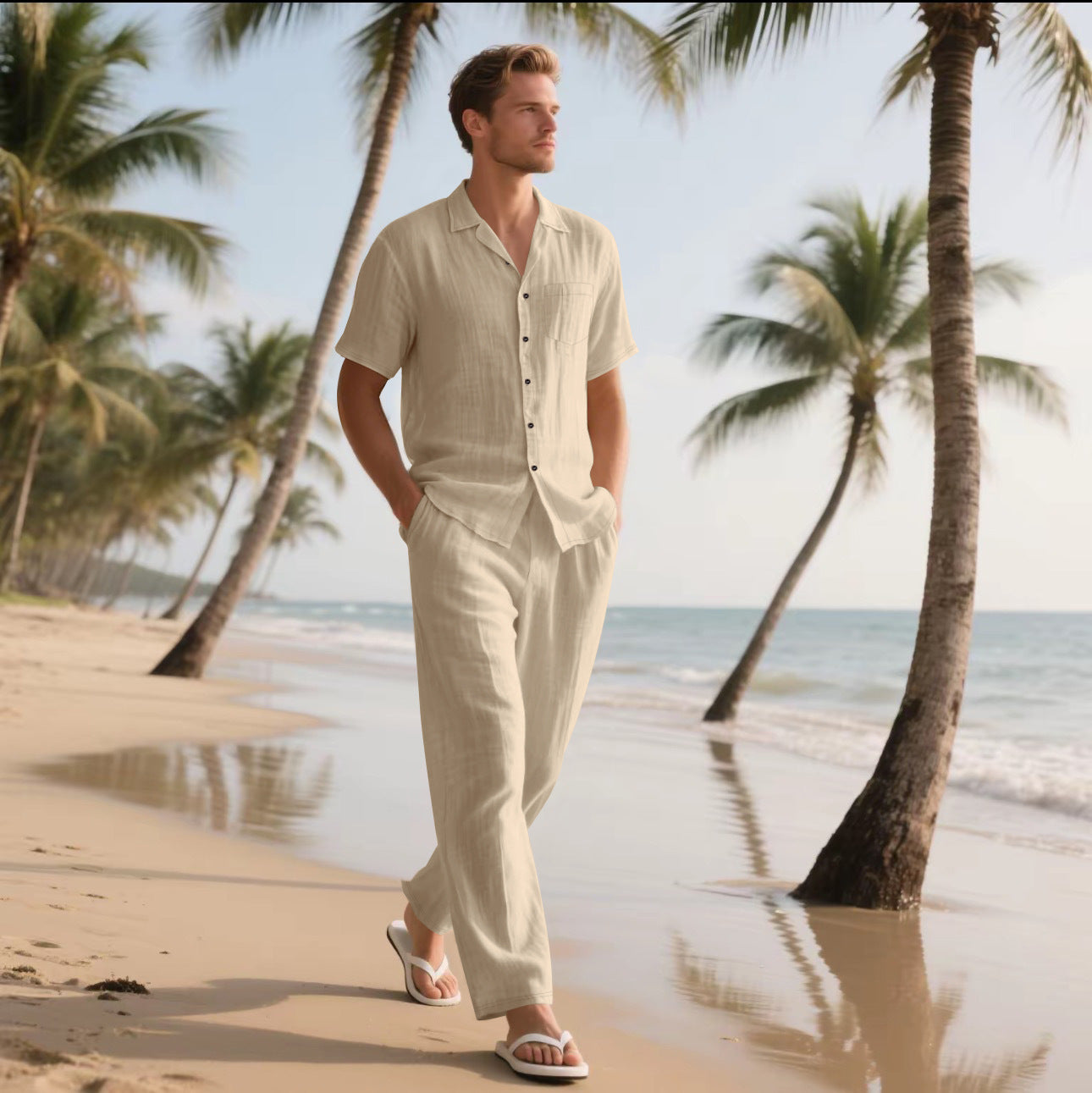 Airy summer set for men with modern shirt and comfortable pants Chic and Style