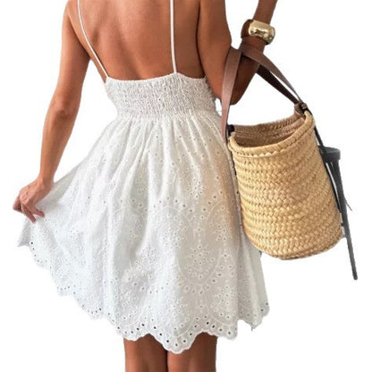 Robe d'été femme avec broderie ajourée Chic und Stil
