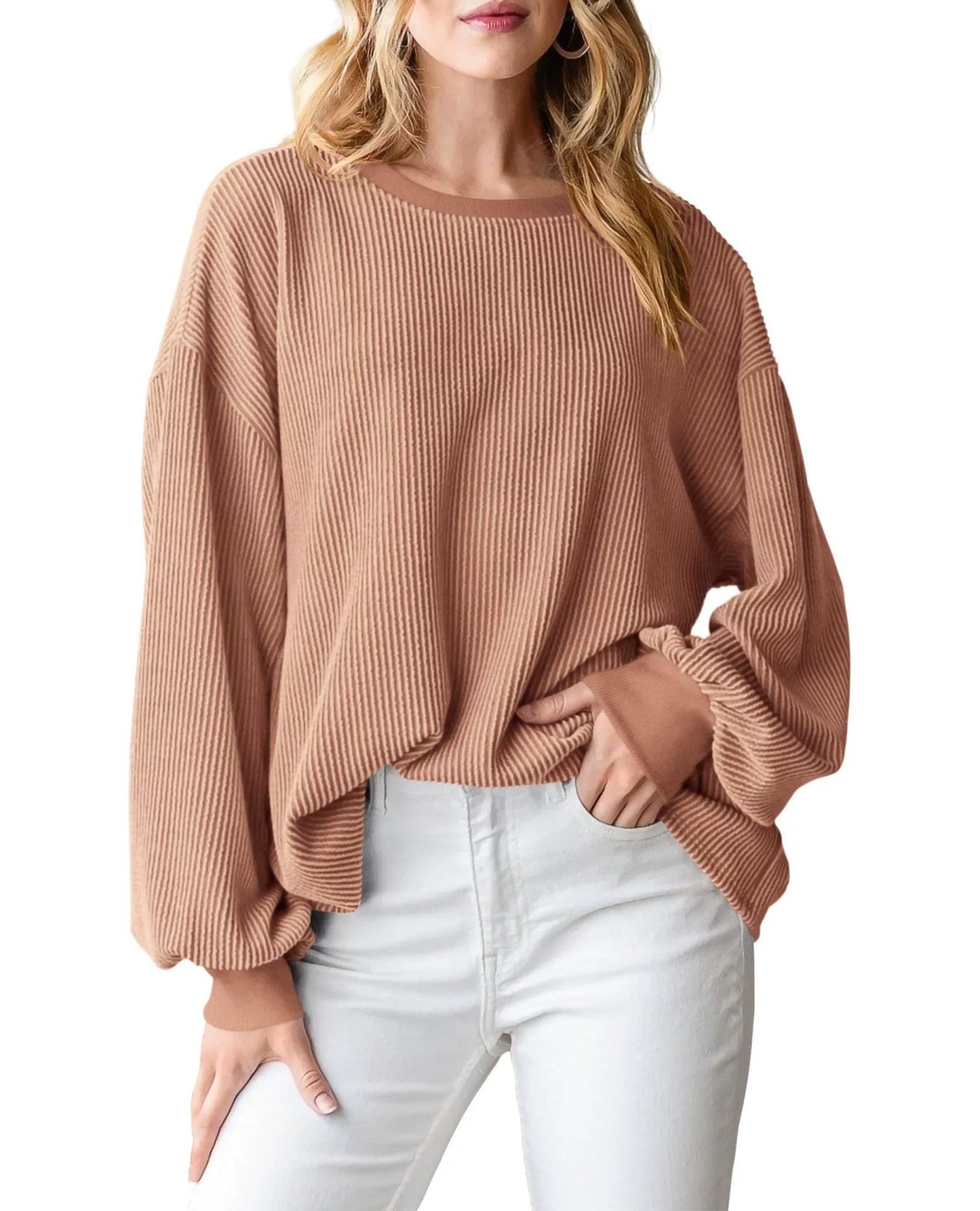 Pull en rib avec des manches amples pour femmes Chic und Stil