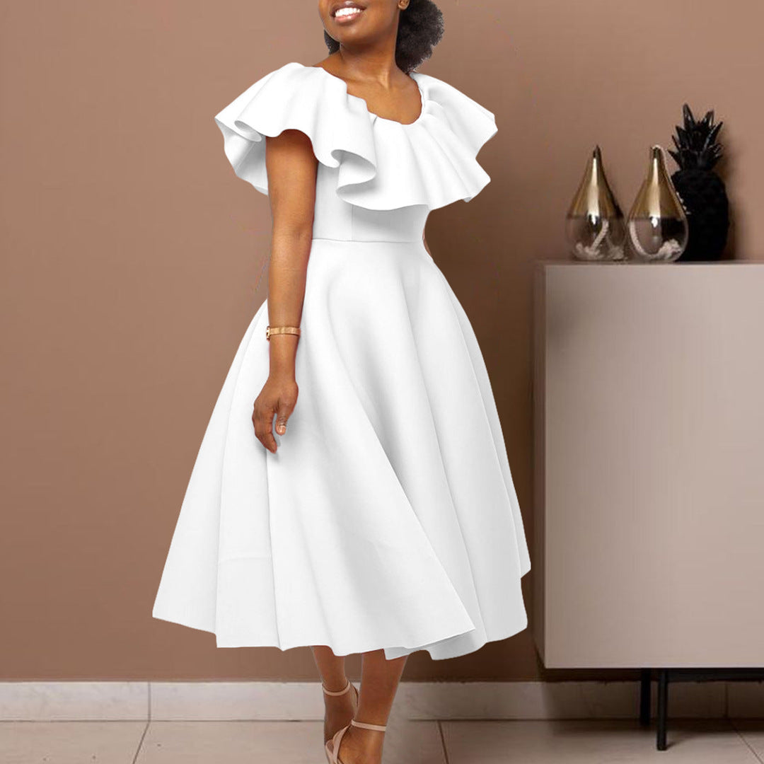 Robe maxi pour femmes avec col volumineux et jupe fluide Chic und Stil