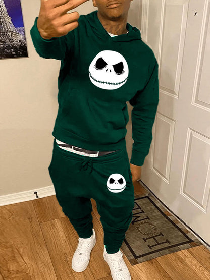 Women's sporty hoodie and jogger pants set with Jack Skellington pattern Chic and Style