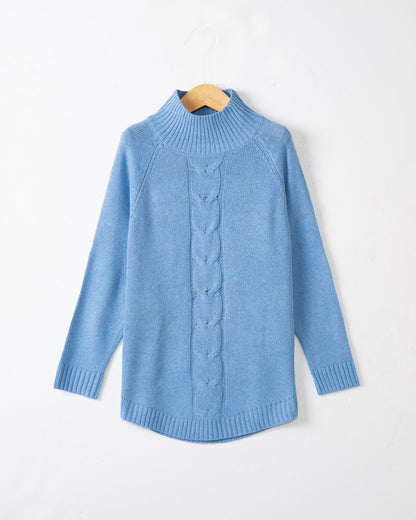 Pull en grosse maille pour femmes avec un col montant et des motifs en torsades Chic und Stil