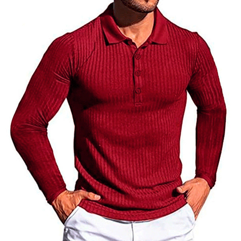 Chemise polo longue à manches élégantes pour homme au design texturé Chic und Stil